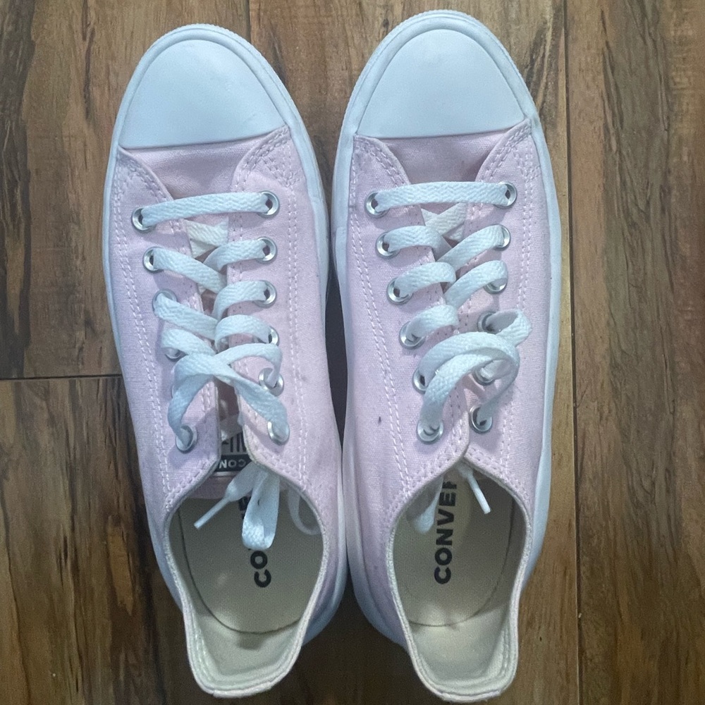 Baby pink converse platforms
